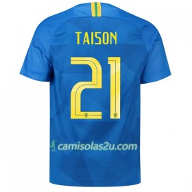 Camisolas de Futebol Brasil Taison 21 Equipamento Alternativa Copa do Mundo 2018 Manga Curta